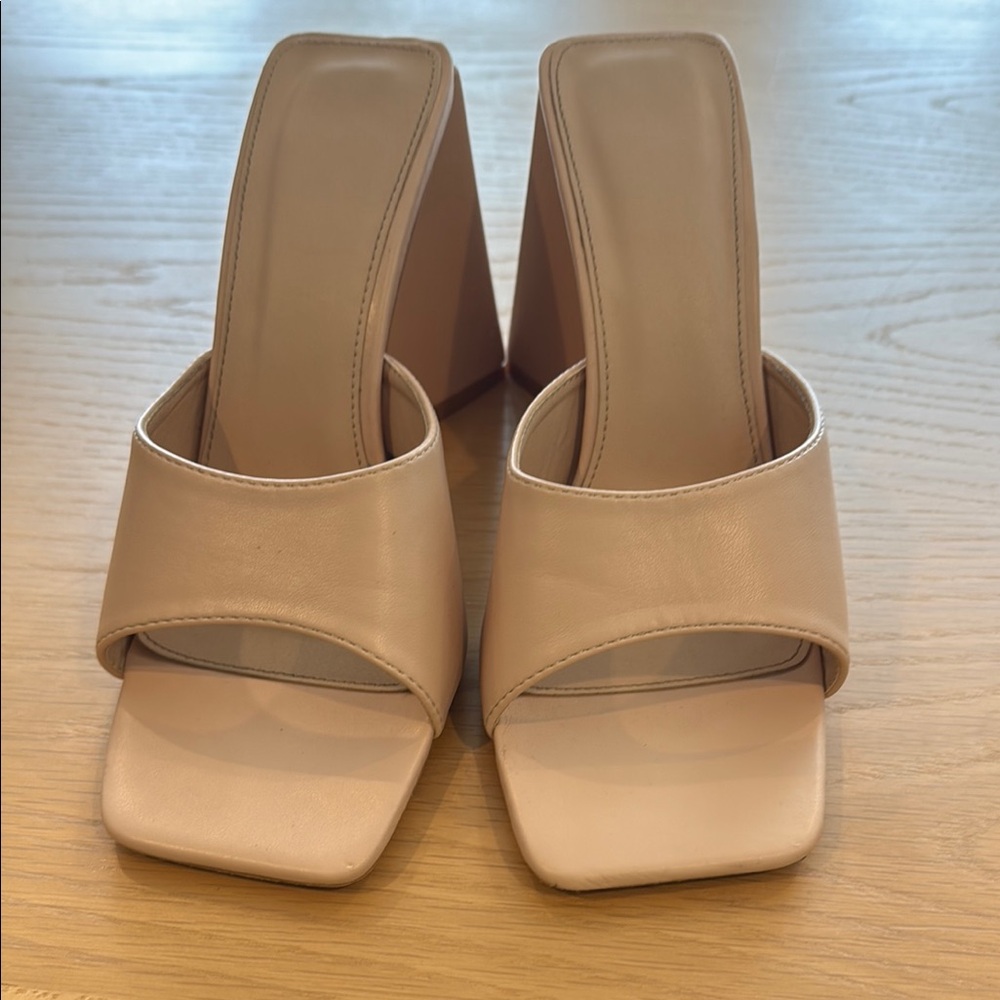 Amazon Cream Mules with Block Heel